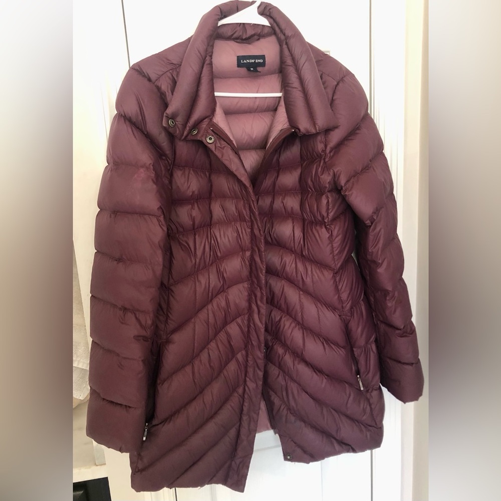 Lands' End Women's Deep Purple / Burgundy Puffer Coat